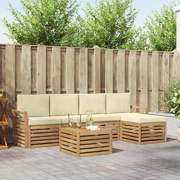 vidaXL Záhradná súprava gaučov 6 pcs Biela a krémová 59 x 59 x 37 cm