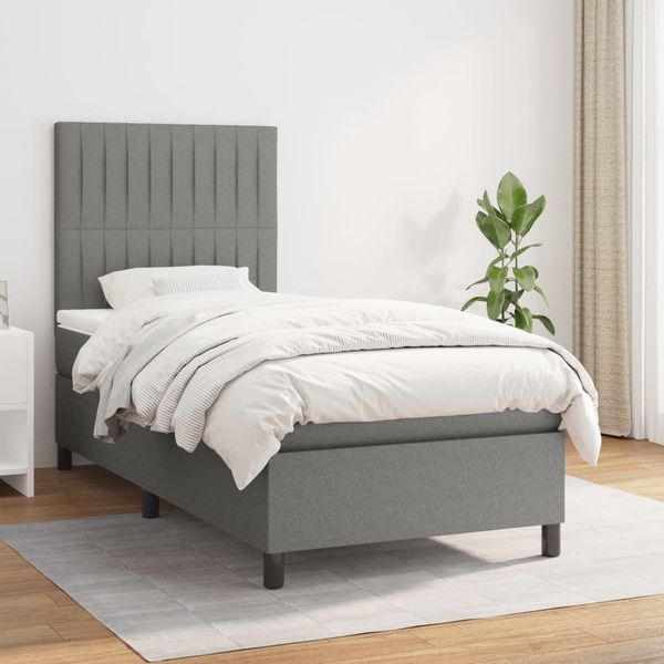 vidaXL Posteľný rám boxsping s matracom tmavosivý 80x200 cm látka