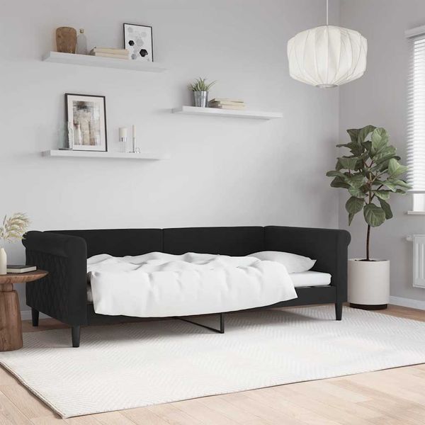 vidaXL Denná posteľ čierna 90x190 cm zamat