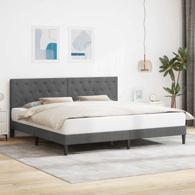 vidaXL Rám postele s čelnou doskou Tmavosivá 200 x 200 cm Zamat