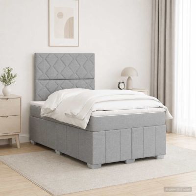 vidaXL LED boxspring posteľ s matracom Svetlosivá 120 x 190 cm Látka