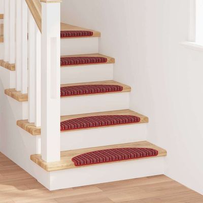 vidaXL Samolepiace schodové rohože 15 pcs Červená 65 x 21 x 4 cm