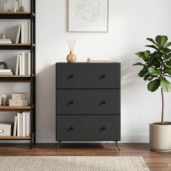 vidaXL Zásuvkový kabinet 66 x 34,5 x 90 cm Kompozitné drevo Čierna