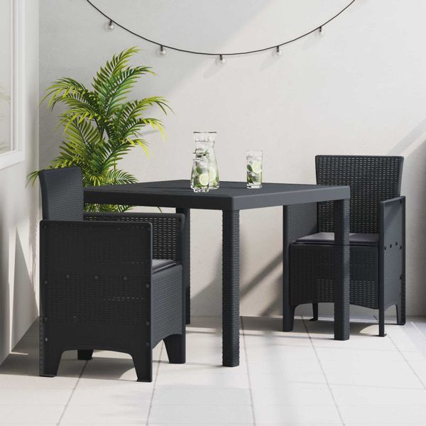 vidaXL Záhradný jedálenský set 3 pcs Antracit Polypropylén
