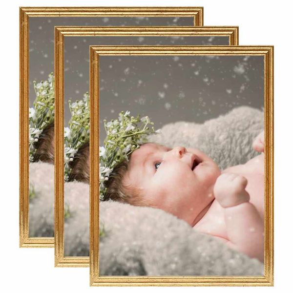 vidaXL Fotorámiky na stôl, koláž 3 ks, zlaté 28x35 cm, MDF