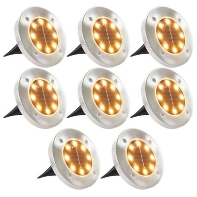 vidaXL Zapustené solárne svetlá do zeme 8 ks, LED svetlá, teplé biele