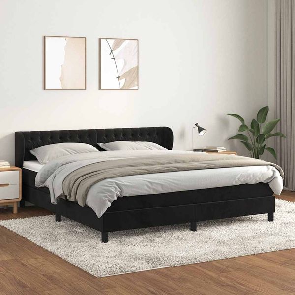 vidaXL Posteľný rám boxspring s matracom čierny 160x200 cm zamat