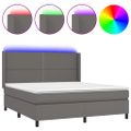 vidaXL Boxspring posteľ s matracom a LED sivá 180x200 cm umelá koža