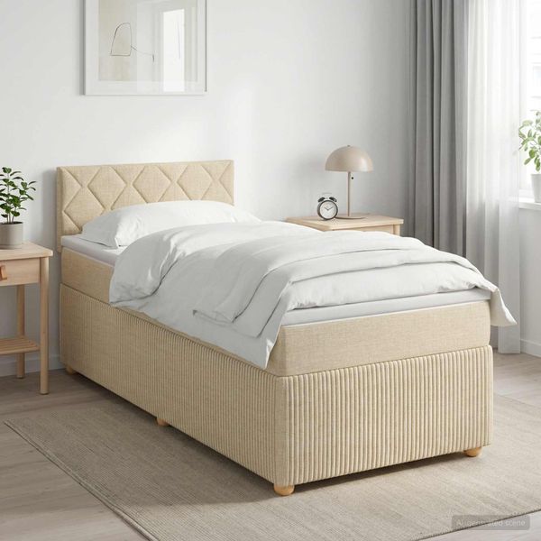 vidaXL Posteľ boxspring s matracom Krémová 80 x 200 cm Látka