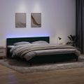 vidaXL Posteľný rám boxsping s matracom a LED tmavozelený 180x220 cm zamat