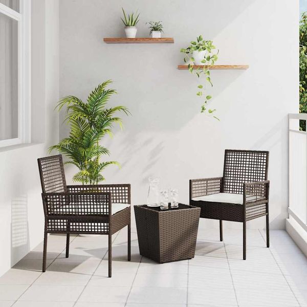 vidaXL Záhradný bistro set 3 pcs Hnedá polyratan