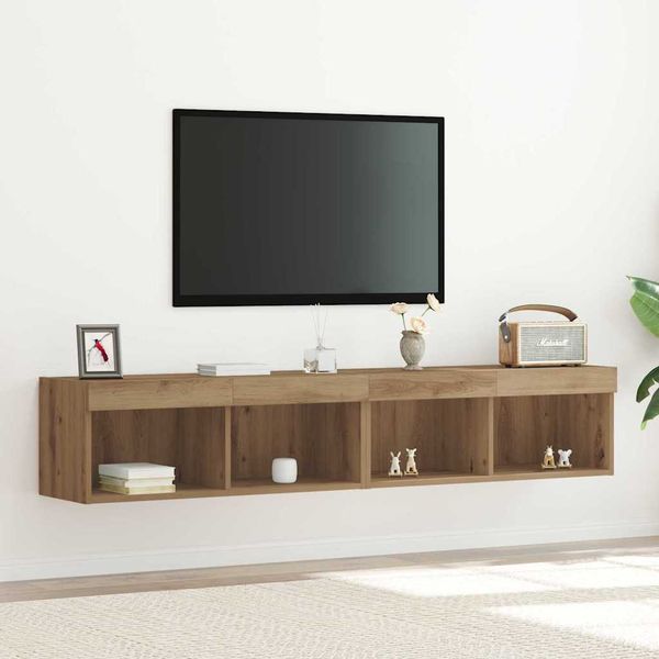 vidaXL Zostava TV skriniek s LED 2 pcs Remeselný dub 80 x 30 x 30 cm