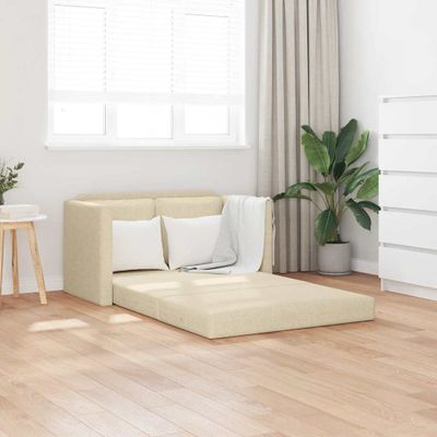 vidaXL Podlahová rozkladacia pohovka 2 v 1 krémová 112x174x55 cm látka