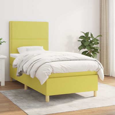 vidaXL Boxspring posteľ s matracom zelená 100x200 cm látka