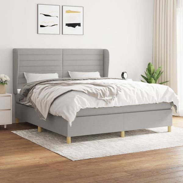 vidaXL Boxspring posteľ s matracom bledosivá 180x200 cm látka