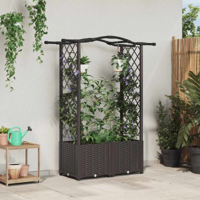 vidaXL Vyvýšený záhon s mriežkou a strechou Hnedá 125 x 40 x 138 cm PP