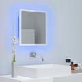 vidaXL Kúpeľňové zrkadlo s LED, lesklé biele 40x8,5x37cm, akryl