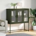 vidaXL Komoda olivovozelená 100,5x39x107 cm oceľ valcovaná za studena