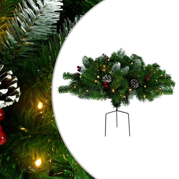 vidaXL Osvetlený umelý vianočný stromček k chodníku, zelený 40 cm, PVC