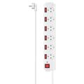 HAMA Prepäťová ochrana XL, 6x Schuko, 1,4m, biela