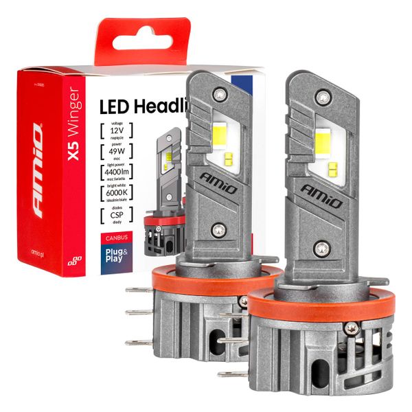 LED žiarovky X5-series WINGER H15 49W 6000K CANBUS AMiO-04685