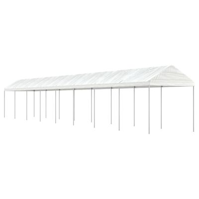 vidaXL Altánok so strechou, biely 17,84x2,28x2,69 m, polyetylén