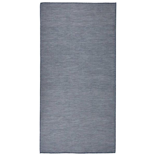 vidaXL Vonkajší koberec s plochým tkaním 100x200 cm modrý