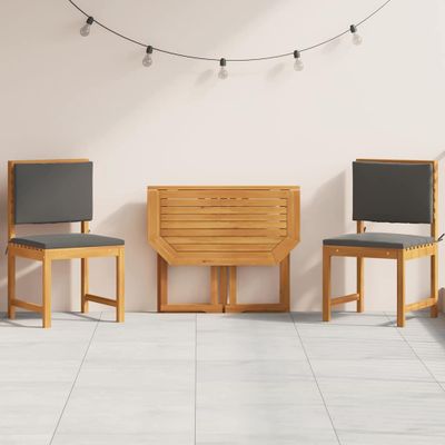 vidaXL Záhradný bistro set 3 pcs Hnedá Pevné akáciové drevo
