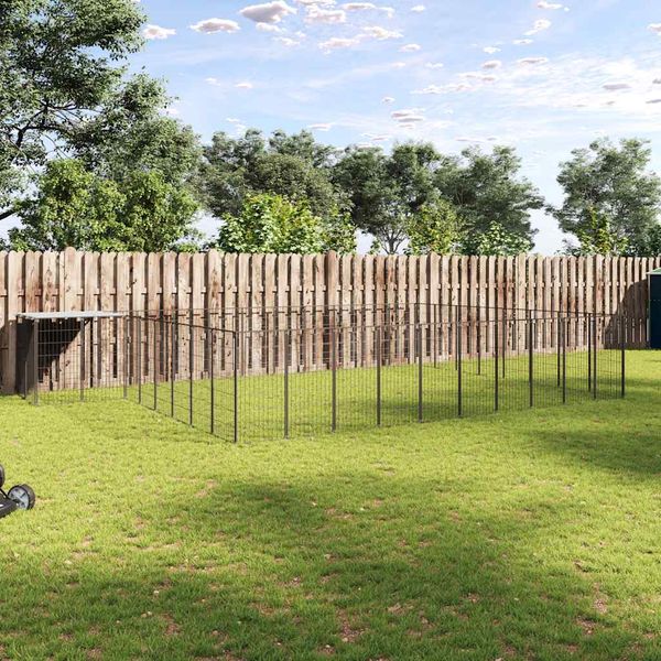 vidaXL Koterec pre psy čierny 25,41 m² oceľ