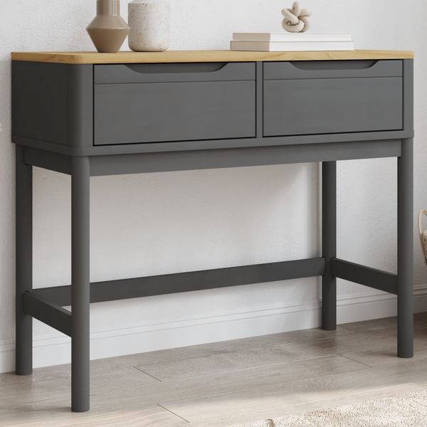 vidaXL Konzolový stolík FLORO sivý 89,5x36,5x73 cm borovicový masív