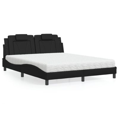 vidaXL Posteľ Viana s matracom čierna 160x200 cm umelá koža