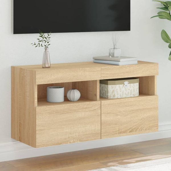 vidaXL TV nástenná skrinka s LED svetlami dub sonoma 80x30x40 cm