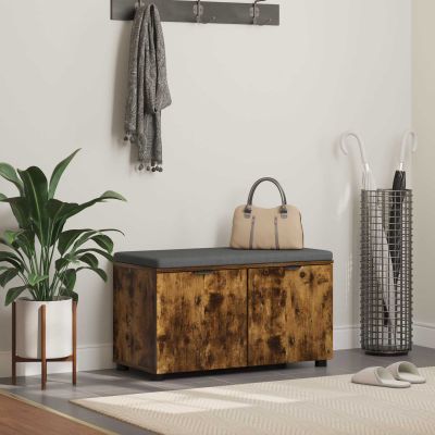 vidaXL Predsieňová lavica s vankúšom Údený Dub 80 x 38 x 46 cm