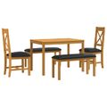 vidaXL Jedálenská súprava 5 ks Čierna Masívne dubové drevo