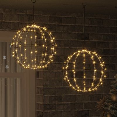 vidaXL Lopta 2 ks 192 LED Teplá biela 40 x 40 x 43,5 cm Kov