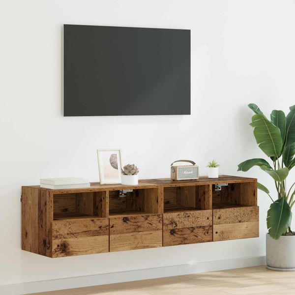 vidaXL TV Steny Skine Nástenný 2 pcs Staré drevo 60 x 30 x 30 cm