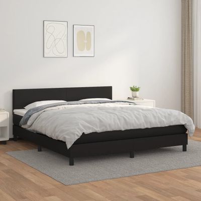 vidaXL Boxspring posteľ s matracom čierna 180x200 cm umelá koža