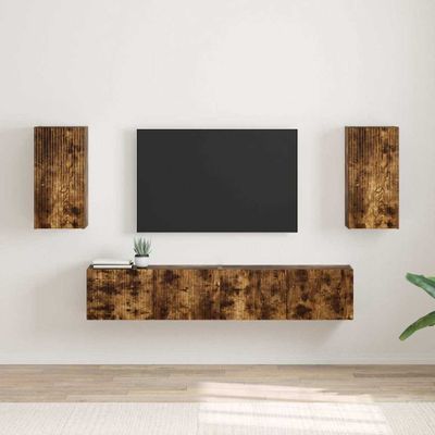 vidaXL TV nástenná skriňa Nástenný 2 pcs Dymová dub 30 x 31 x 60 cm