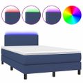 vidaXL Posteľ boxsping s matracom a LED modrá 120x200 cm látka