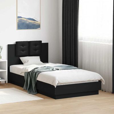 vidaXL Posteľný rám s čelom čierny 75x190 cm kompozitné drevo