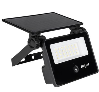 Solárny reflektor REBEL URZ3625, 800lm, IP54, 6500K, 3,7 V, 1500 mAh, 6W, čierna Solární reflektor REBEL URZ3625, 800lm, IP54, 6500K, 3,7 V, 1500 mAh, 6W, černá