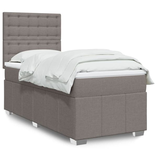vidaXL Posteľný rám boxsping s matracom sivohnedý 80x200 cm látka