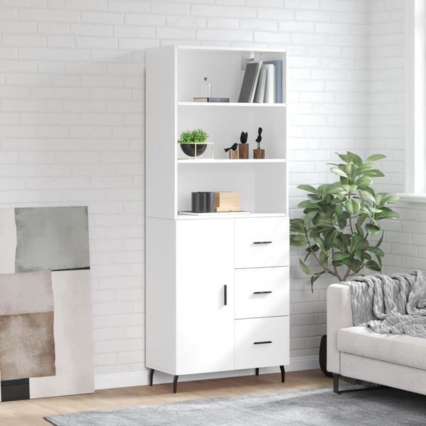 vidaXL Vysoká skrinka lesklá biela 69,5x34x180 cm spracované drevo