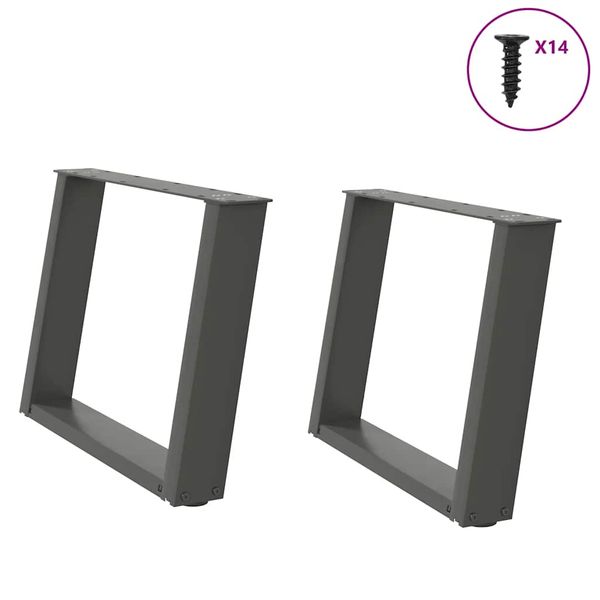 vidaXL Nohy konferenčného stolíka v tvare U, 2 ks, antracitové, 70 x (42-43) cm, oceľ