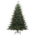 vidaXL Umelý výklopný vianočný stromček so šiškami a bobuľami 210 cm