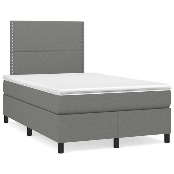 vidaXL Boxspring posteľ s matracom a LED, tmavosivá 120x190 cm, látka