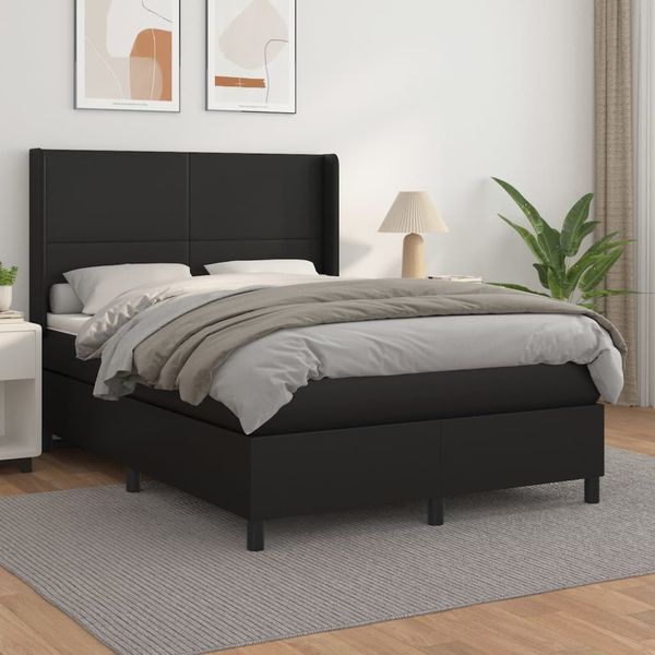 vidaXL Boxspring posteľ s matracom čierna 140x200 cm umelá koža