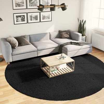 vidaXL Shaggy koberec PAMPLONA, vysoký vlas, moderný, čierny Ø 280 cm