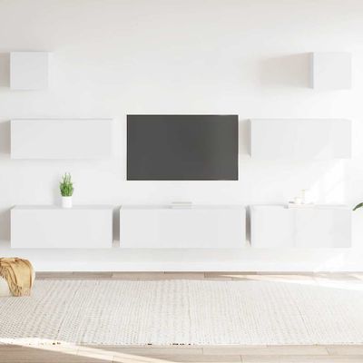vidaXL 7-dielna súprava TV skriniek biela spracované drevo