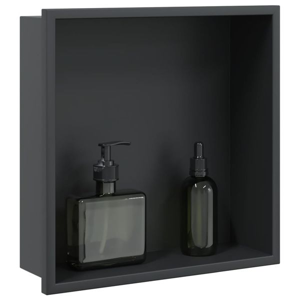 vidaXL Výklenok do sprchy matná čierna 32x32x9 cm nerezová oceľ